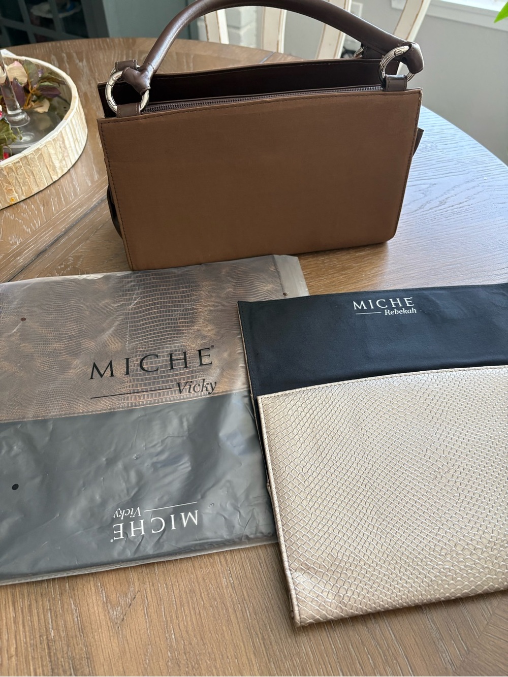 Miche Brown Convertible Top-Handle Messenger with Interchangeable Panels